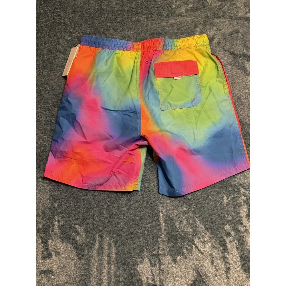 Calvin Klein Men Swim Bottom Size L Swim Trunks Multicolor Polyester Tie Dye